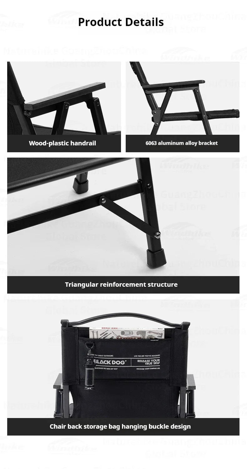 BLACKDOG Detachable Kermit Chair Portable Lightweight Detachable Seat Armchair Aluminum Alloy Outdoor Camping Fishing Folding Chair Load Bearing 120kg