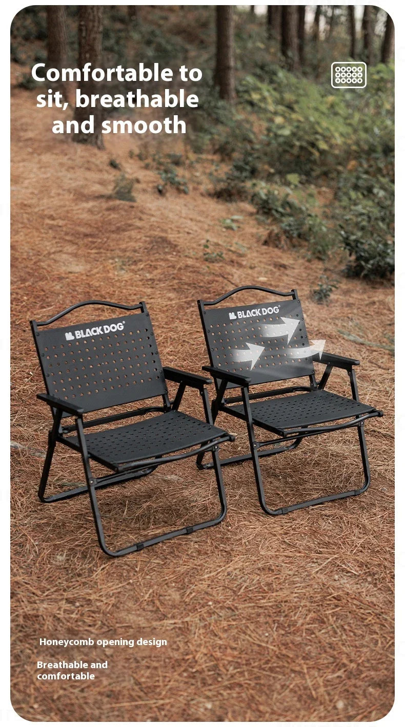 BLACKDOG HIVE Kermit Metal Chair Portable Lightweight Outdoor Folding Fishing Chair Breathable Moon Armchair Honeycomb Design Load Bearing Up To 112kg