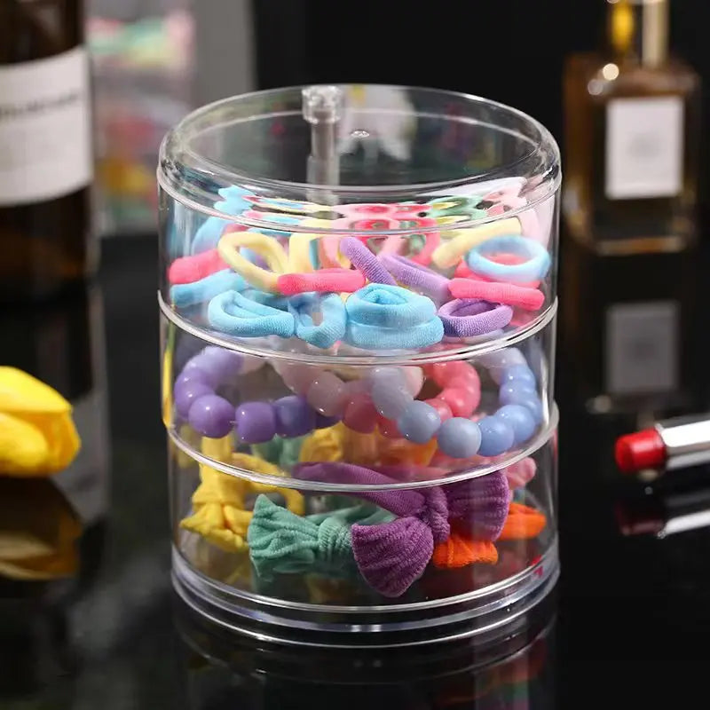 Multi Layer Rotating Transparent Round Jewelry Box for Earrings Studs Necklaces Bracelets Rack Display Shelf Jewelry Storage Box