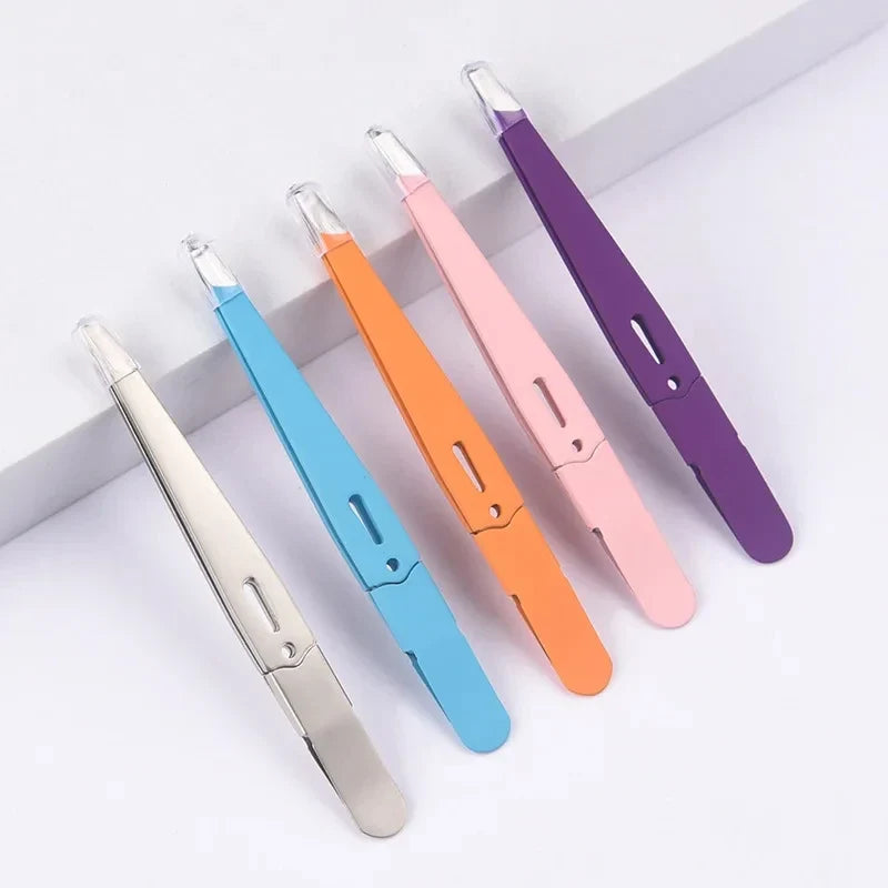 slanted stainless steel eyebrow tweezers