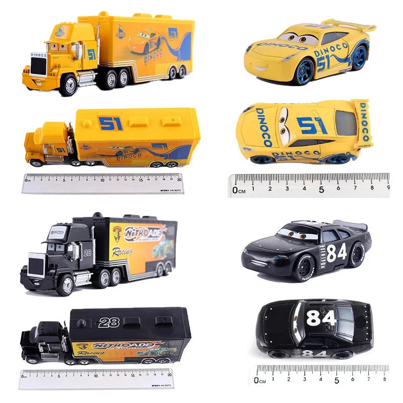 Disney Pixar Cars 3 Lightning McQueen, Jackson Storm, Cruz Ramirez, Hudson Mack Truck & Chick Hicks Toy Set