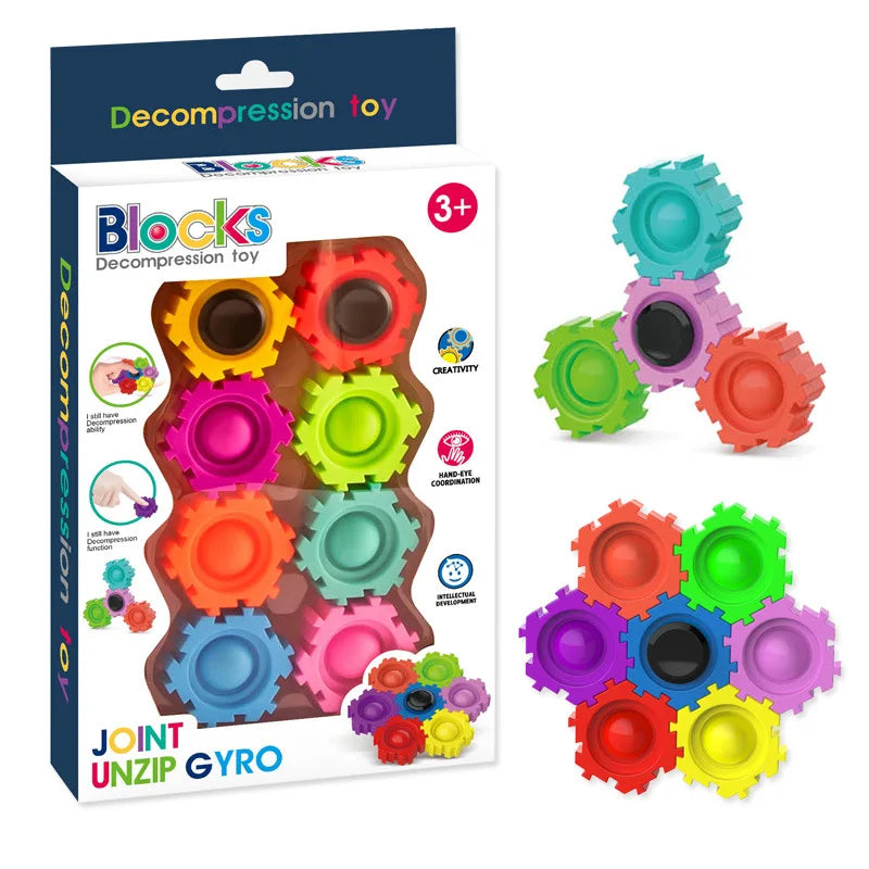 Decompression Game Push Bubble Pop Building Blocks Fidget Spinner Toy