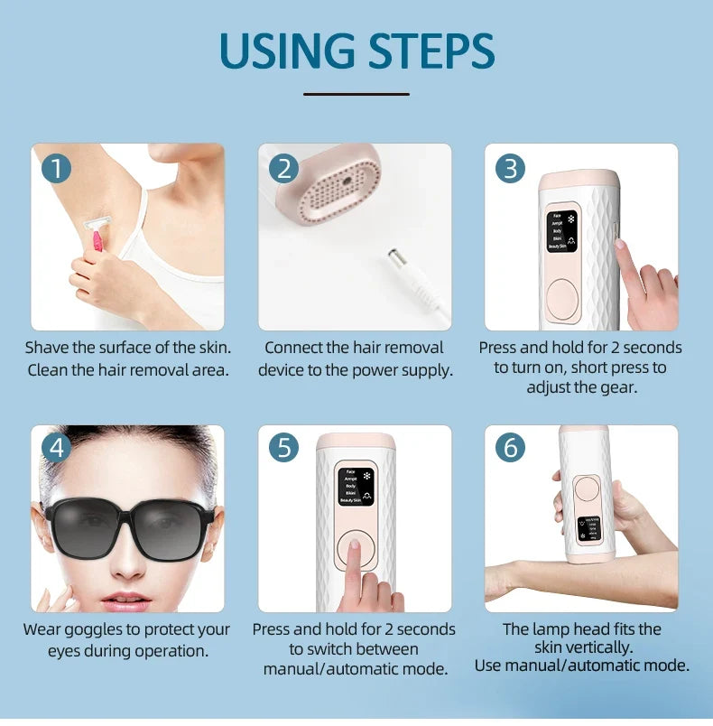 IPL Laser Hair Removal Machine Ice Cool Painless Epilator Women Freezing Point Epilation Skin Rejuvenation for Home Use Device