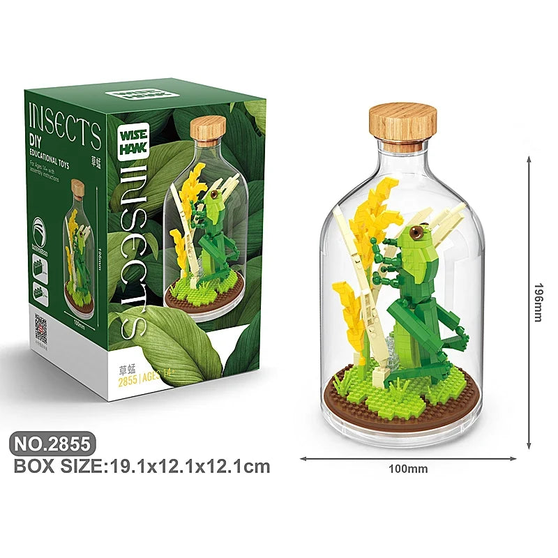 Creative Children's Building Blocks Set - Flamingo & Seahorse Educational Toys in Bottled Design