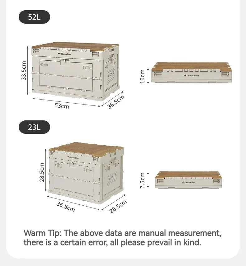 Naturehike PP Folding Storage Box Outdoor Camping Travel Large Box Equipment Portable Multifunctional Car Trunk Storage Cabinet With Table Board