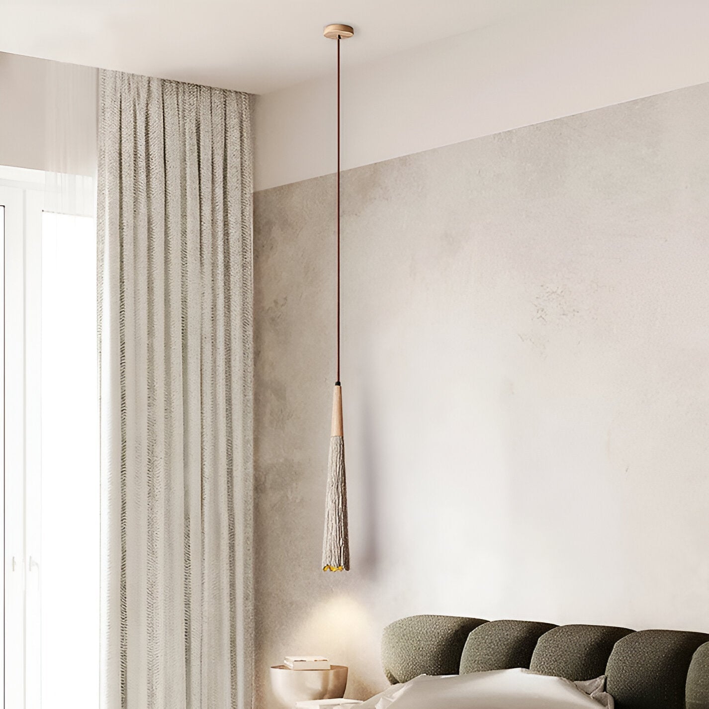 Cream Wabi-Sabi Cement Pendant Light With E27 LED Light