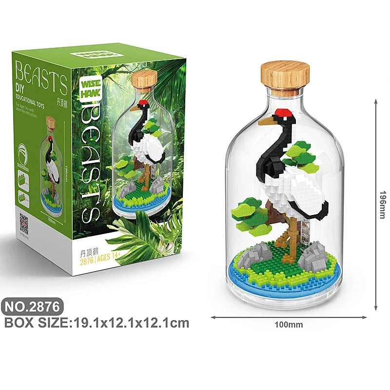 Creative Children's Building Blocks Set - Flamingo & Seahorse Educational Toys in Bottled Design