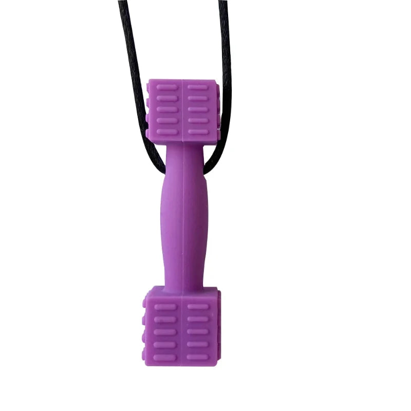 Single or 6 Pack Silicone Chew Necklaces for Kids - Dumbbell Shape Sensory Oral Motor Tools