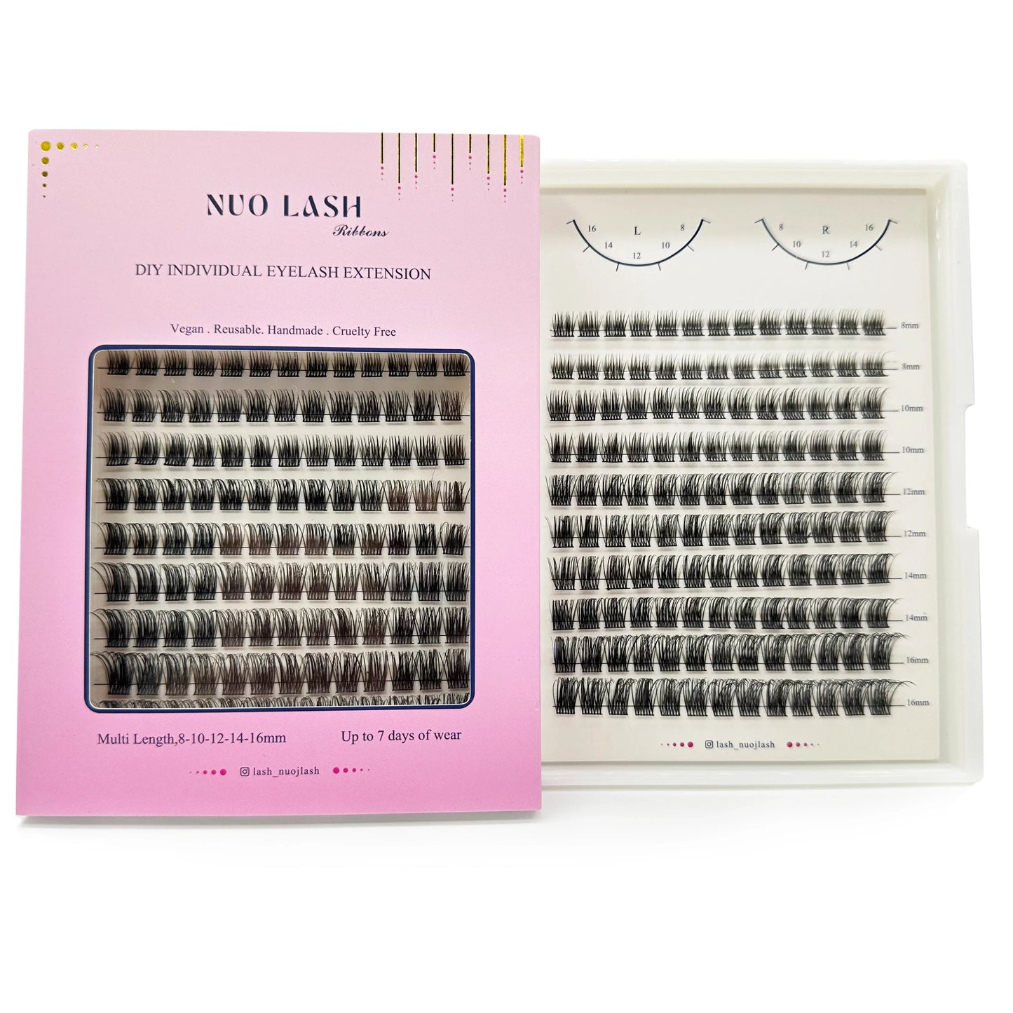 NUO Makeup Luxury DIY Cluster Lash Extension Glue-Based Percut Eyelash Segment Individual Lashes 3D Ribbon Lashes Private Label