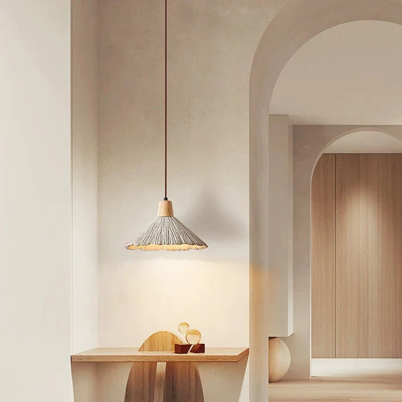 Cream Wabi-Sabi Cement Pendant Light With E27 LED Light