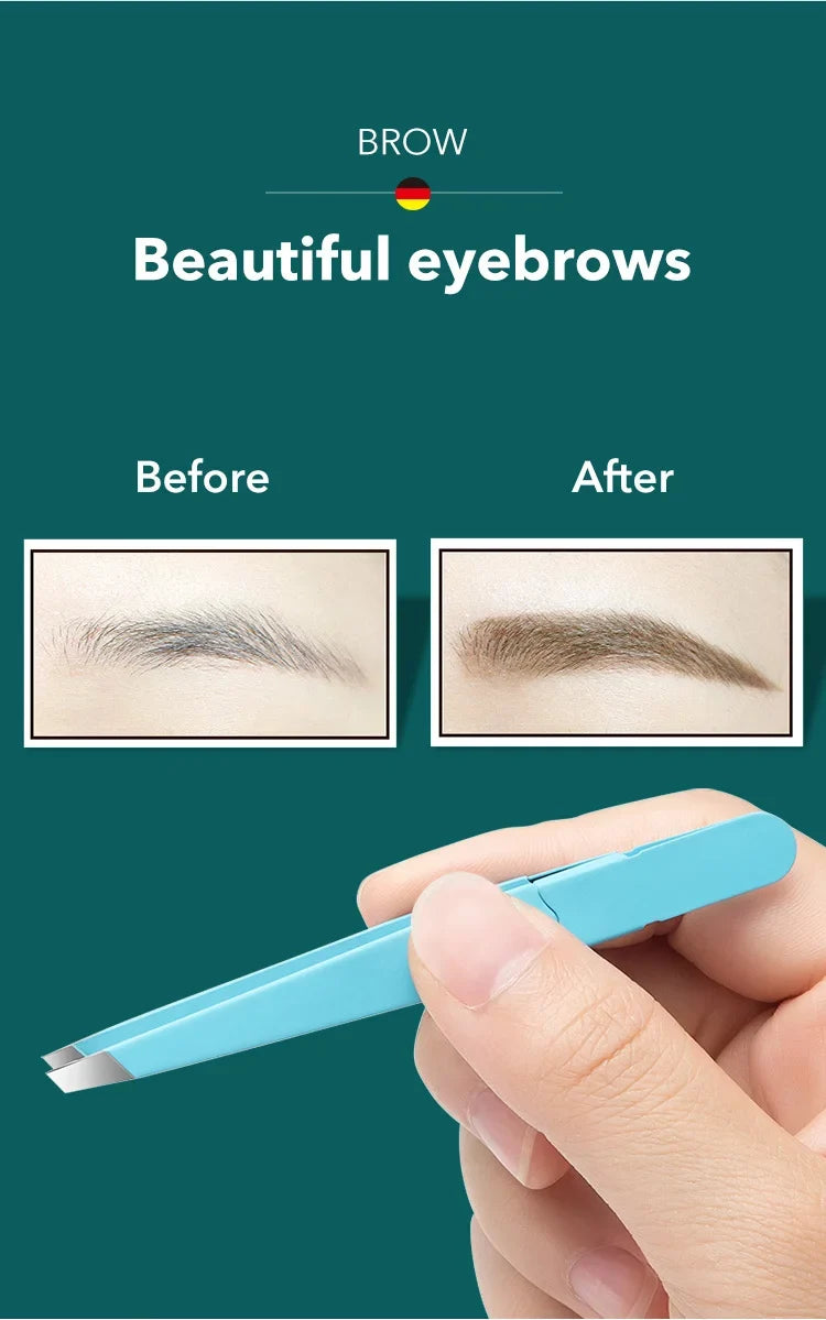 slanted stainless steel eyebrow tweezers