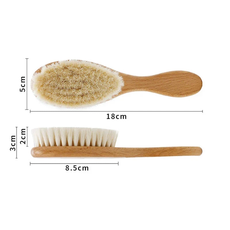 Newborn wooden comb & baby hairbrush set