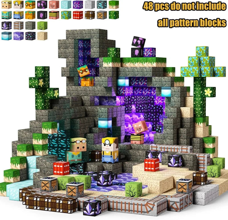 Magnetic Building Blocks Set - Mine Exploration STEM Toy for Kids, Construction Brick Cubes for Boys and Girls