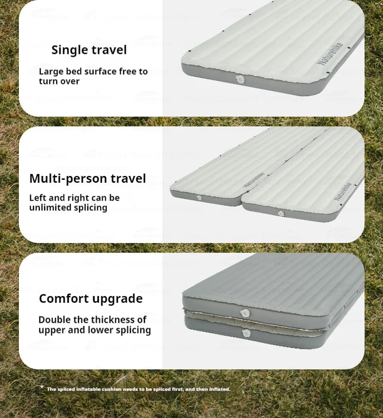 Naturehike Inflatable Cushion Series Inflatable Mat Splicing Sleeping Pad 2 Different Style Camping TPU Thickened 9.5cm Outdoor Bed Air Mattress