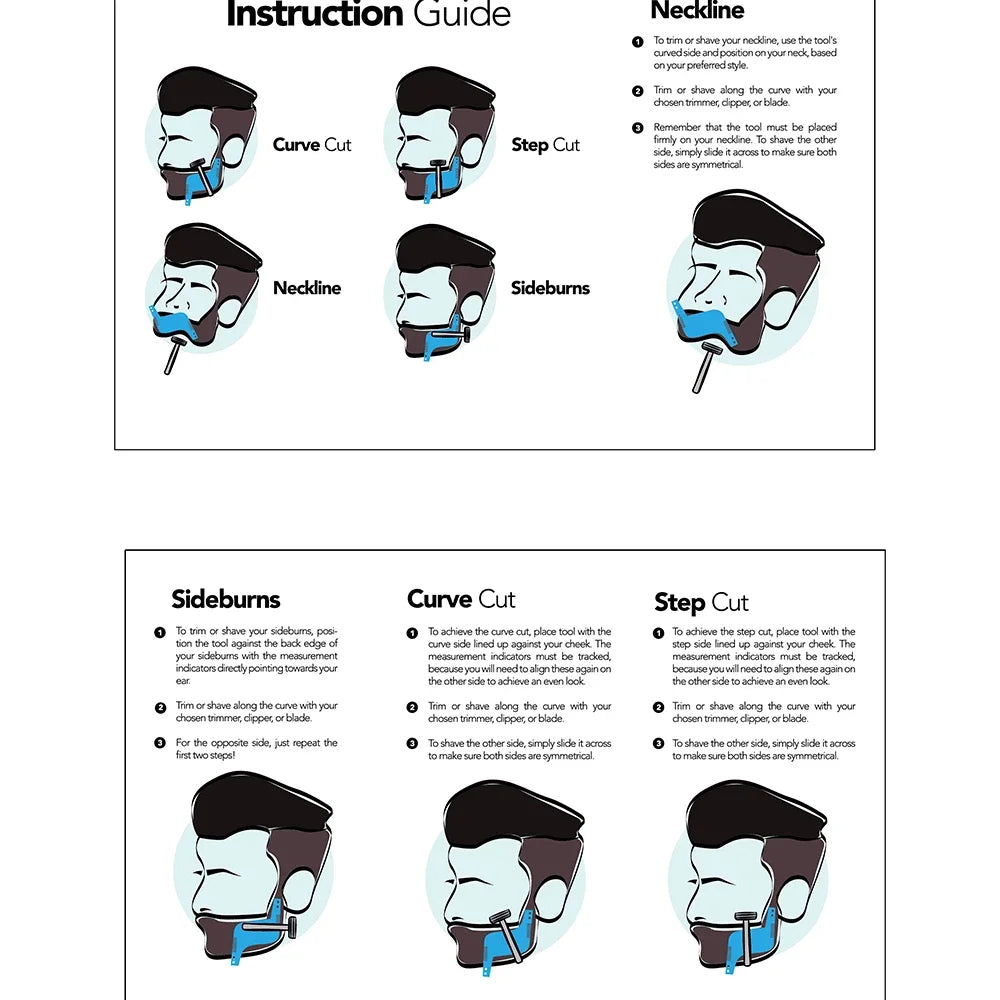 Beard Styling Shaping Template Comb Barber Tool Symmetry Trimming Shaper Stencil Beard Hair Brush Stencil Salon Styling Tools