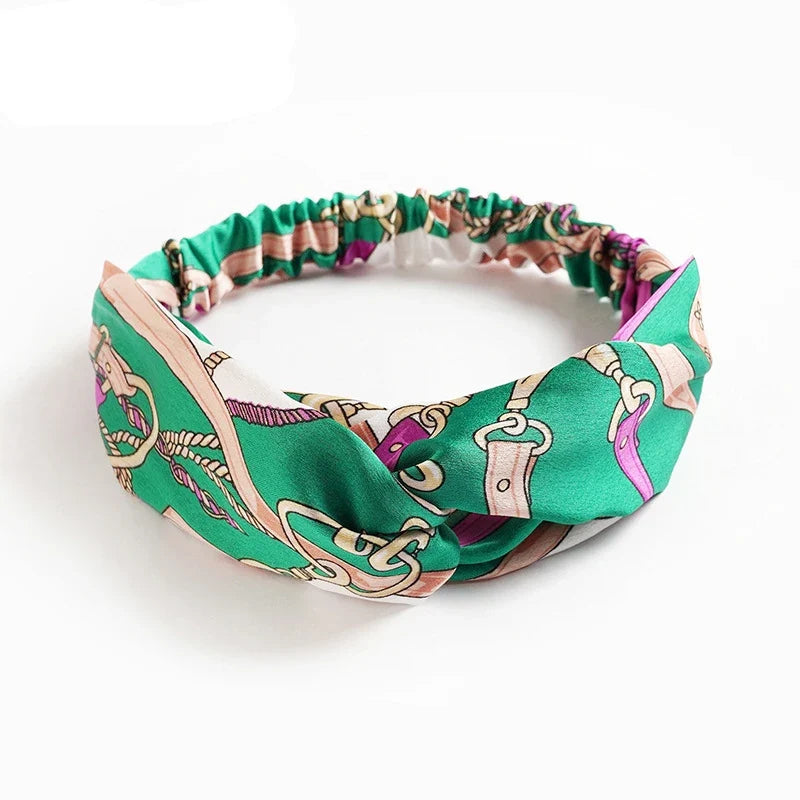 vintage cross turban headband summer print