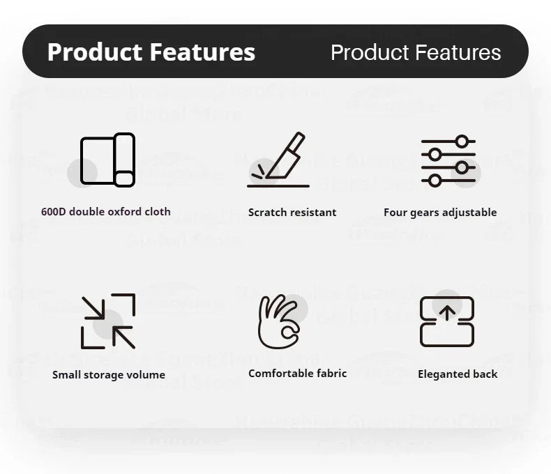 BLACKDOG High Back Folding Recliner Portable Lounger Chair High Backrest Load Bearing 120kg Carbon Steel Wood Armchair 4 Adjustable Camping Seat