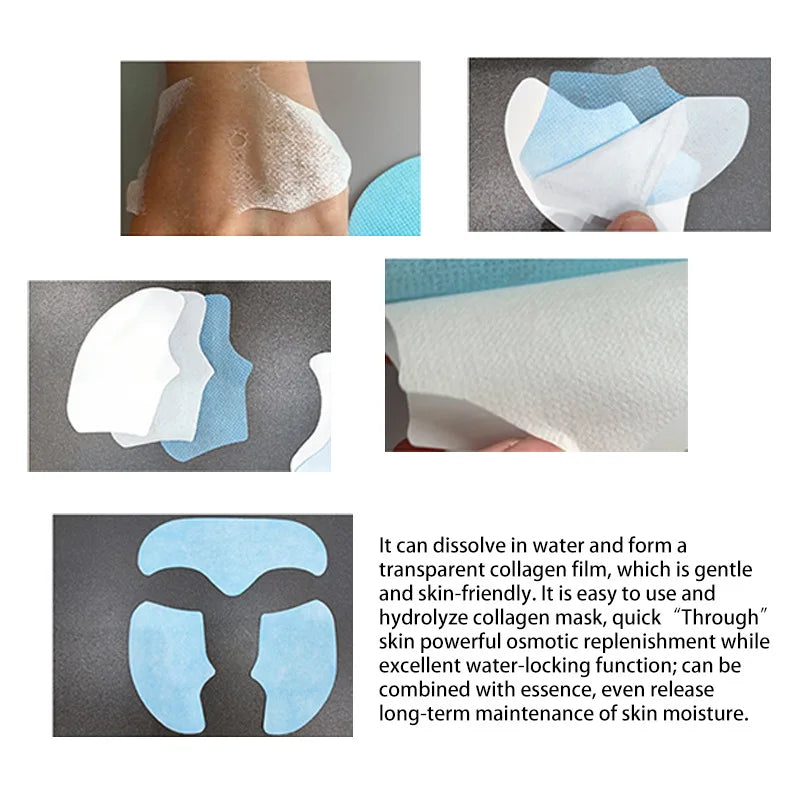 Gel Facial Mask - Hydrolyzed Collagen Protein Film | Moisturizing & Anti-Wrinkle Skin Care Set (5/10 Sets)