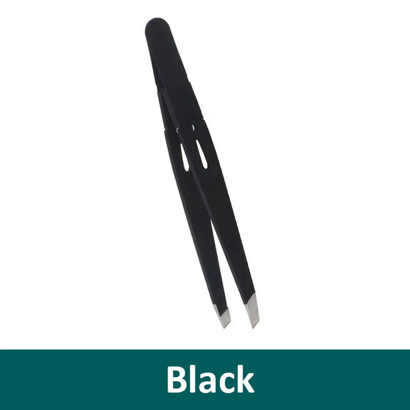 slanted stainless steel eyebrow tweezers