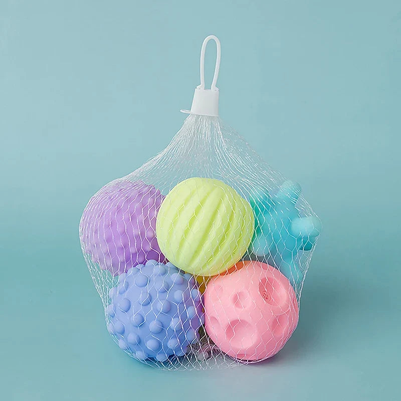 6 Pcs Sensory Balls for Babies - Textured Massage Balls, Infant Rattles, Educational Touch Toys for Bath Time