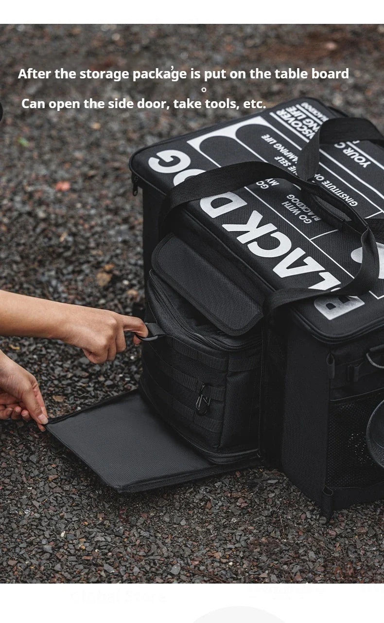 Blackdog Tactical Storage Bag Portable Foldable 51L Large Capacity Multifunctional Table Camp Gear Box Side Door Handbag Outdoor Camping Accessories 600D Oxford Cloth