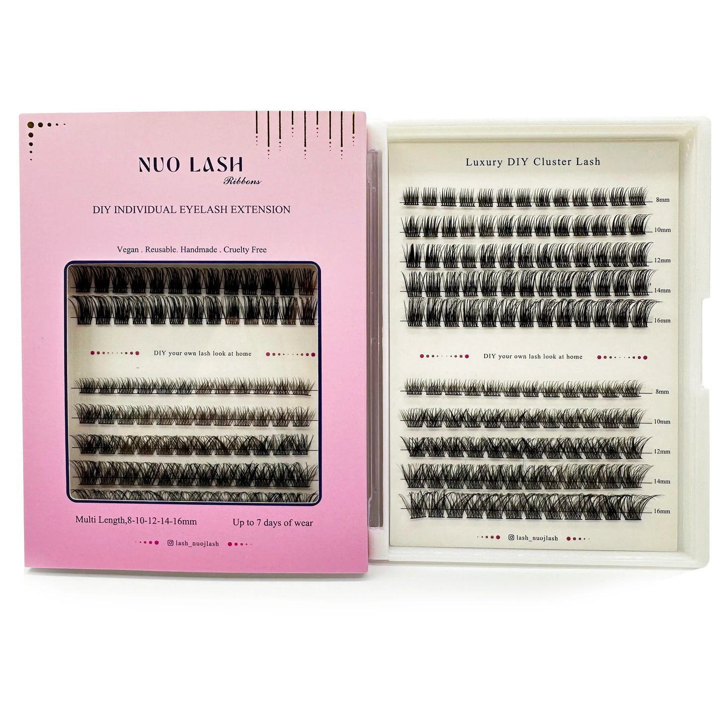 NUO Makeup Luxury DIY Cluster Lash Extension Glue-Based Percut Eyelash Segment Individual Lashes 3D Ribbon Lashes Private Label
