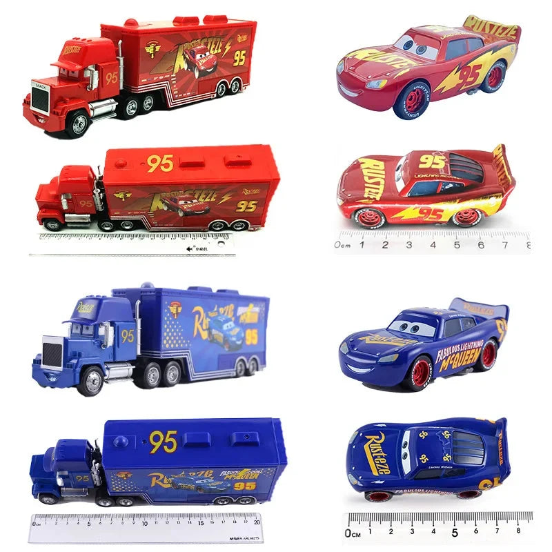 Disney Pixar Cars 3 Lightning McQueen, Jackson Storm, Cruz Ramirez, Hudson Mack Truck & Chick Hicks Toy Set