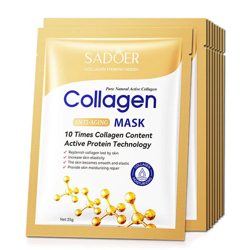 10pcs Anti-Wrinkle Collagen Face Mask – Moisturizing, Anti-Aging, Repair & Brightening Skincare Sheet Mask