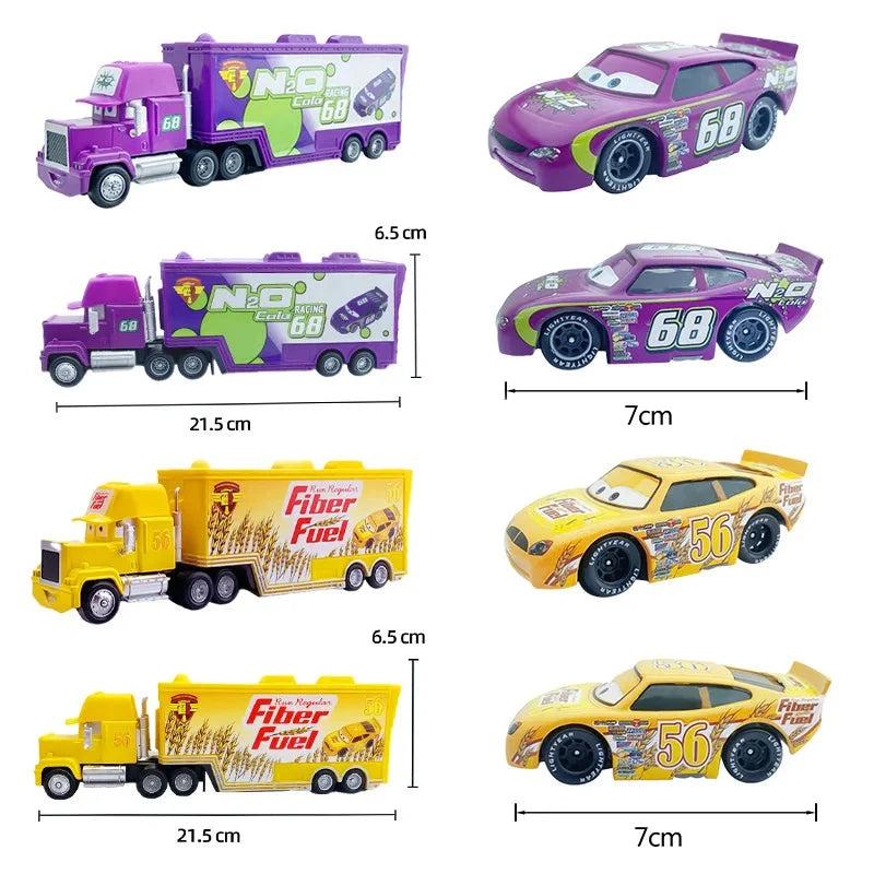 Disney Pixar Cars 3 Lightning McQueen, Jackson Storm, Cruz Ramirez, Hudson Mack Truck & Chick Hicks Toy Set