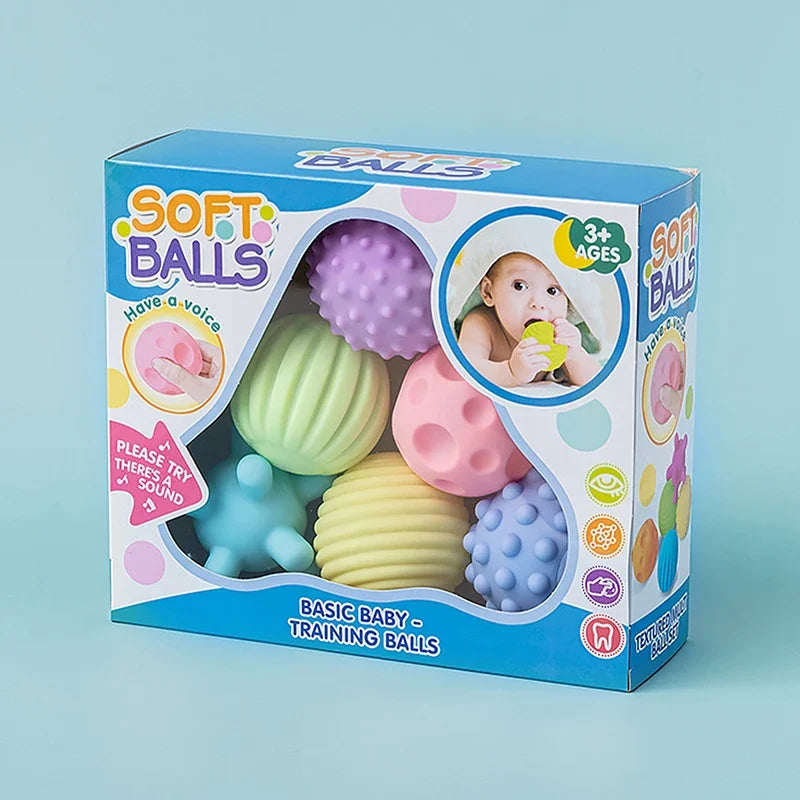 6 Pcs Sensory Balls for Babies - Textured Massage Balls, Infant Rattles, Educational Touch Toys for Bath Time
