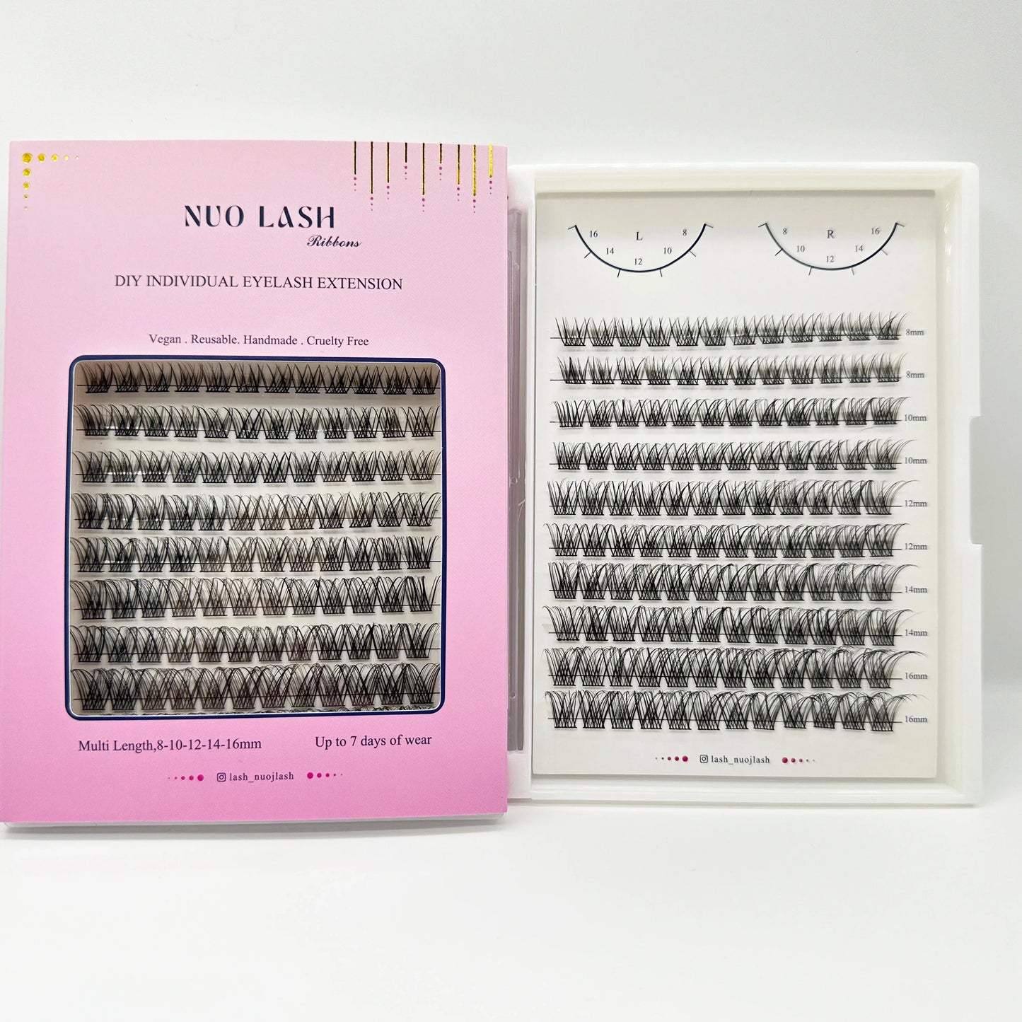 NUO Makeup Luxury DIY Cluster Lash Extension Glue-Based Percut Eyelash Segment Individual Lashes 3D Ribbon Lashes Private Label