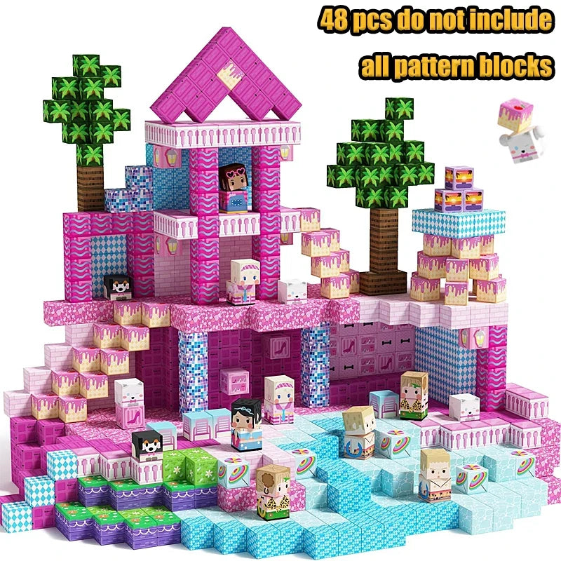 Magnetic Building Blocks Set - Mine Exploration STEM Toy for Kids, Construction Brick Cubes for Boys and Girls