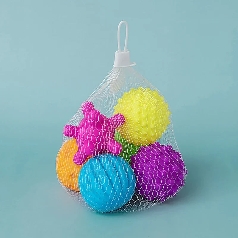 6 Pcs Sensory Balls for Babies - Textured Massage Balls, Infant Rattles, Educational Touch Toys for Bath Time