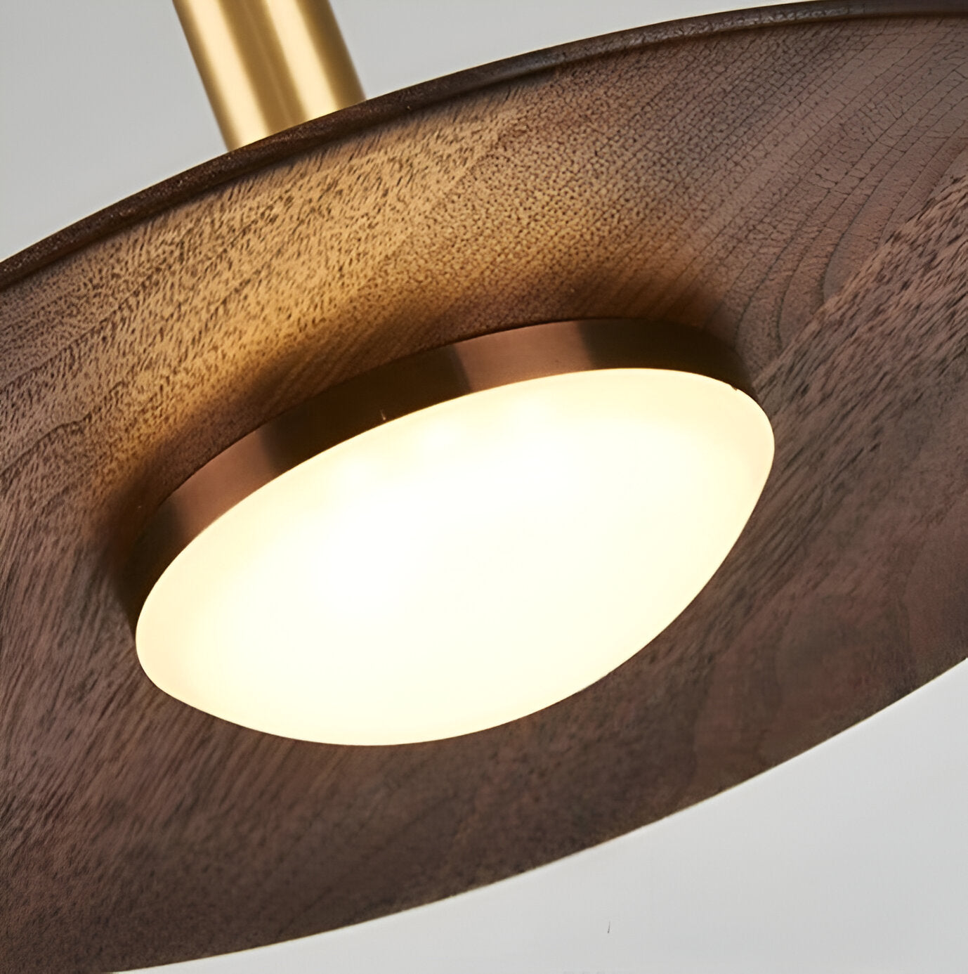 Nordic Walnut Wood Disc Pendant Light With Adjustable Cord