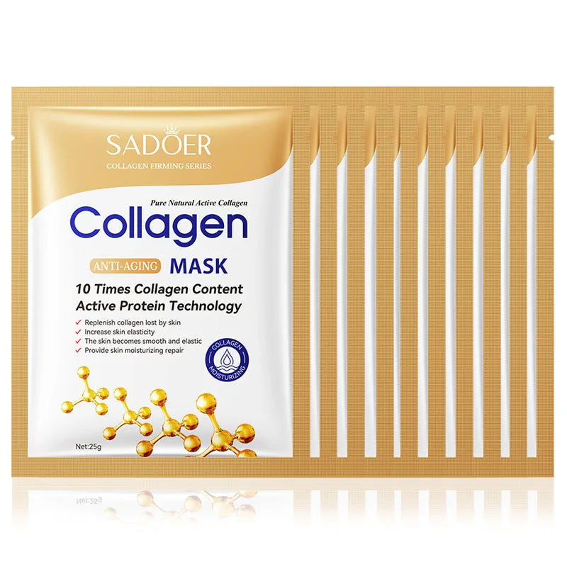 10pcs Anti-Wrinkle Collagen Face Mask – Moisturizing, Anti-Aging, Repair & Brightening Skincare Sheet Mask