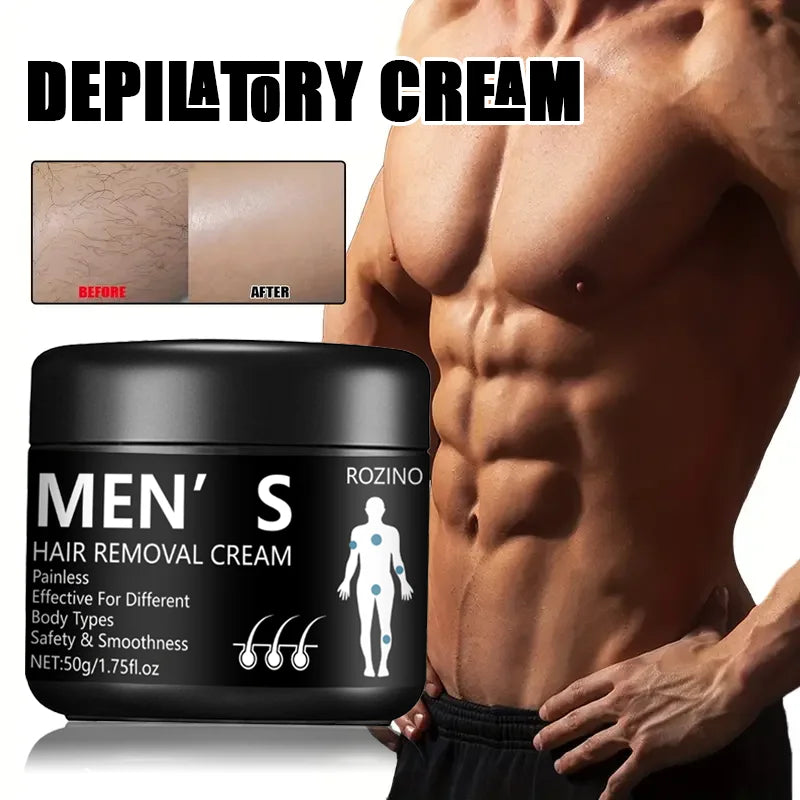 50g Men's Professional Hair Removal Cream, Men's Hair Removal Cream Painless, Suitable For Different Body Types And Parts, Easy