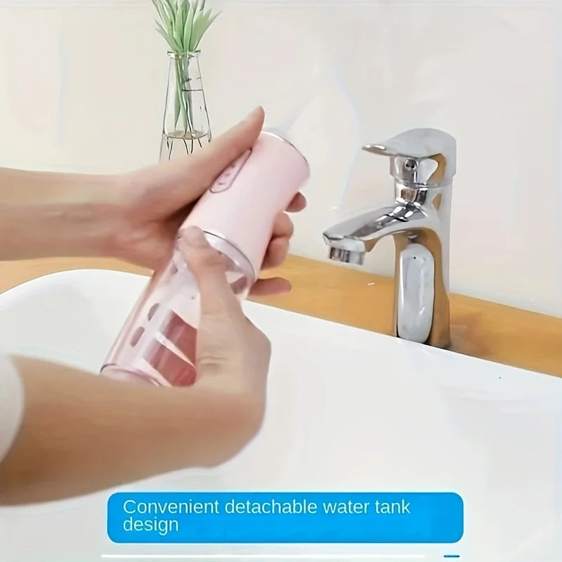 Portable Oral Irrigator Water Flosser – USB Rechargeable Dental Cleaning Tool with 4 Nozzles & 200ML Tank