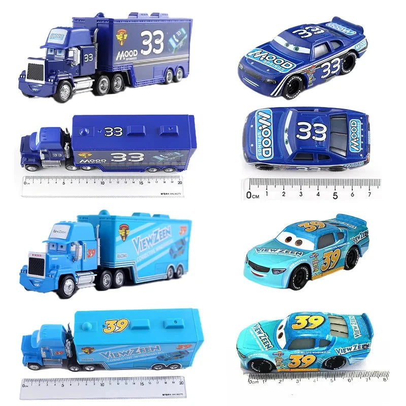 Disney Pixar Cars 3 Lightning McQueen, Jackson Storm, Cruz Ramirez, Hudson Mack Truck & Chick Hicks Toy Set