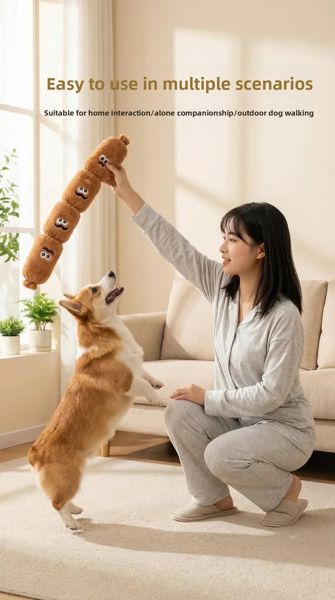 Squeaky Plush Sausage Dog Toy