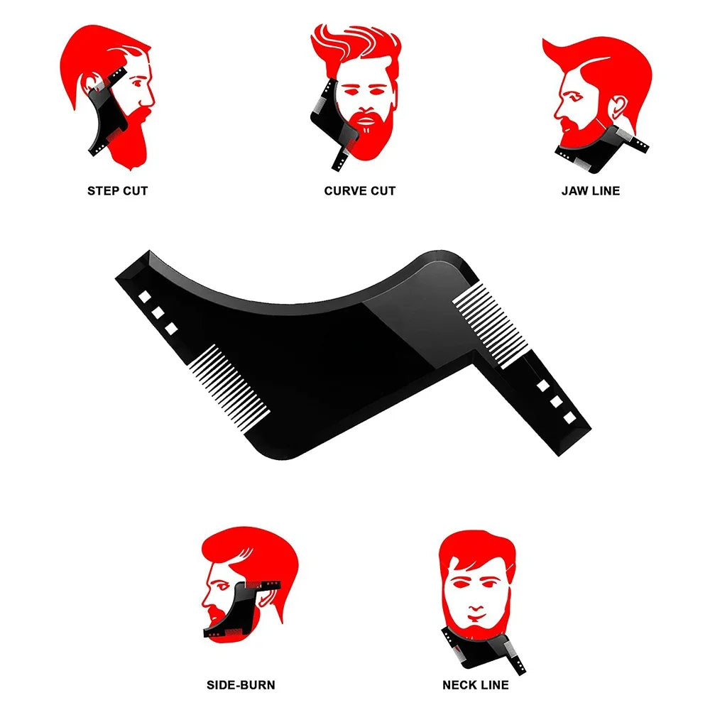 Beard Styling Shaping Template Comb Barber Tool Symmetry Trimming Shaper Stencil Beard Hair Brush Stencil Salon Styling Tools