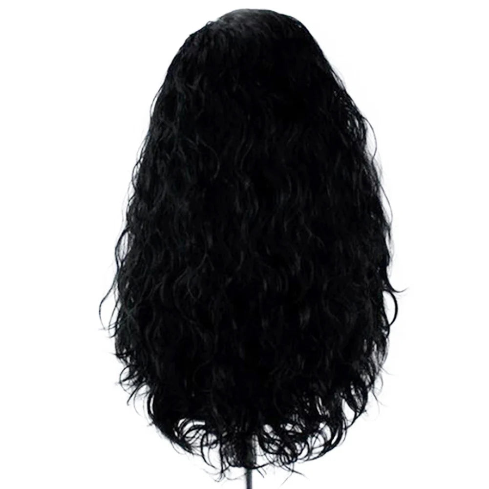 13X4 Ginger Synthetic Lace Front Wig – Long Wavy Black Hair Cosplay Wig for Women, Glueless & Heat Resistant