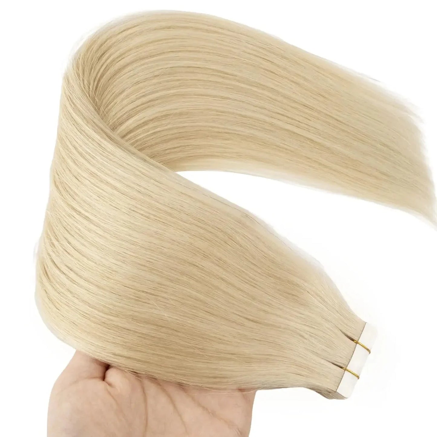 Brazilian Remy 100% Human Hair Tape In Hair Extensions Blonde #613 Straight PU Seamless Skin Weft Tape In 16-26 Inch 20P/40P/60P