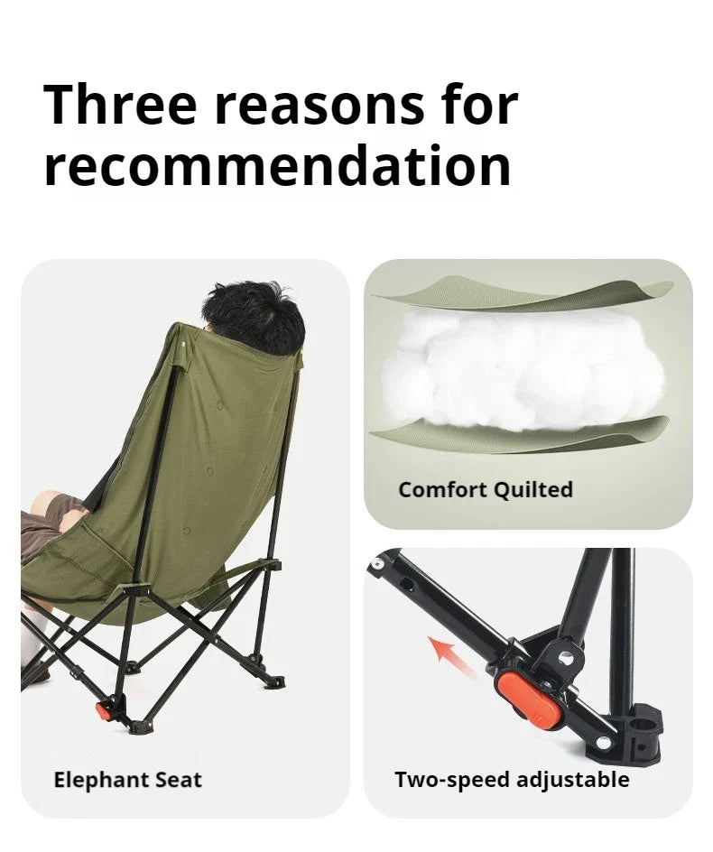 Naturehike SEA STAR 001 Camping Moon Chair Outdoor Push-up High Back Portable Folding Adjustable Lounge Chair Picnic Leisure Seat Bearing 120KG