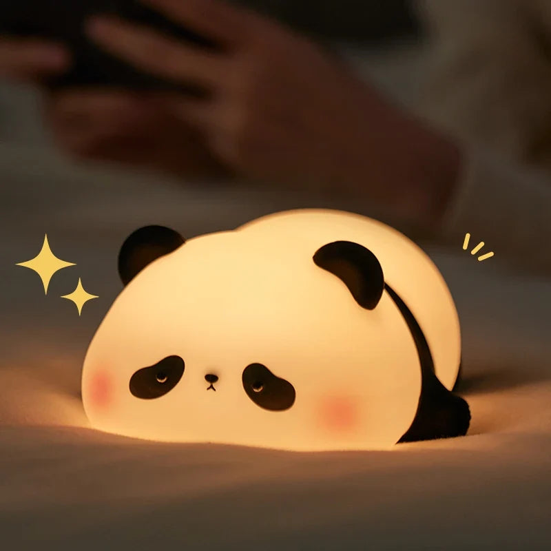 Panda LED Night Light - Cute USB Rechargeable Touch Lamp for Kids' Bedroom with Timer Function