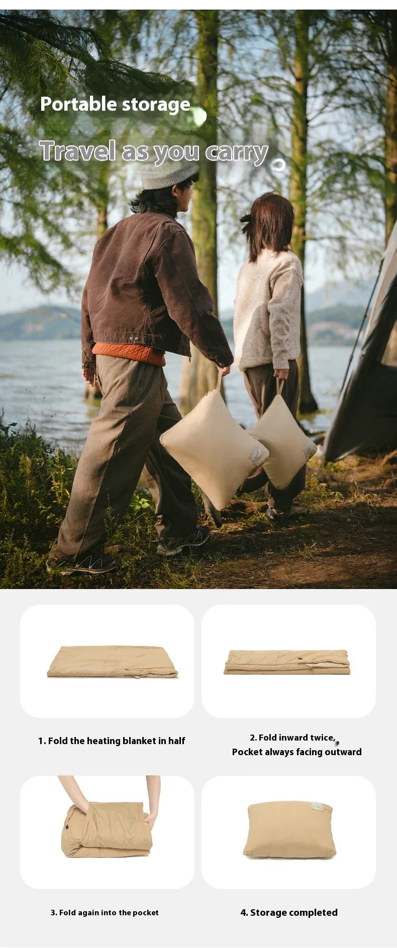 Naturehike Electric Heater Blanket Portable Ultralight Wearable Cloak Sleeping Bag Poncho Coat Winter Warm 20D 380T Nylon Fabric USB Electric Heating Quilt