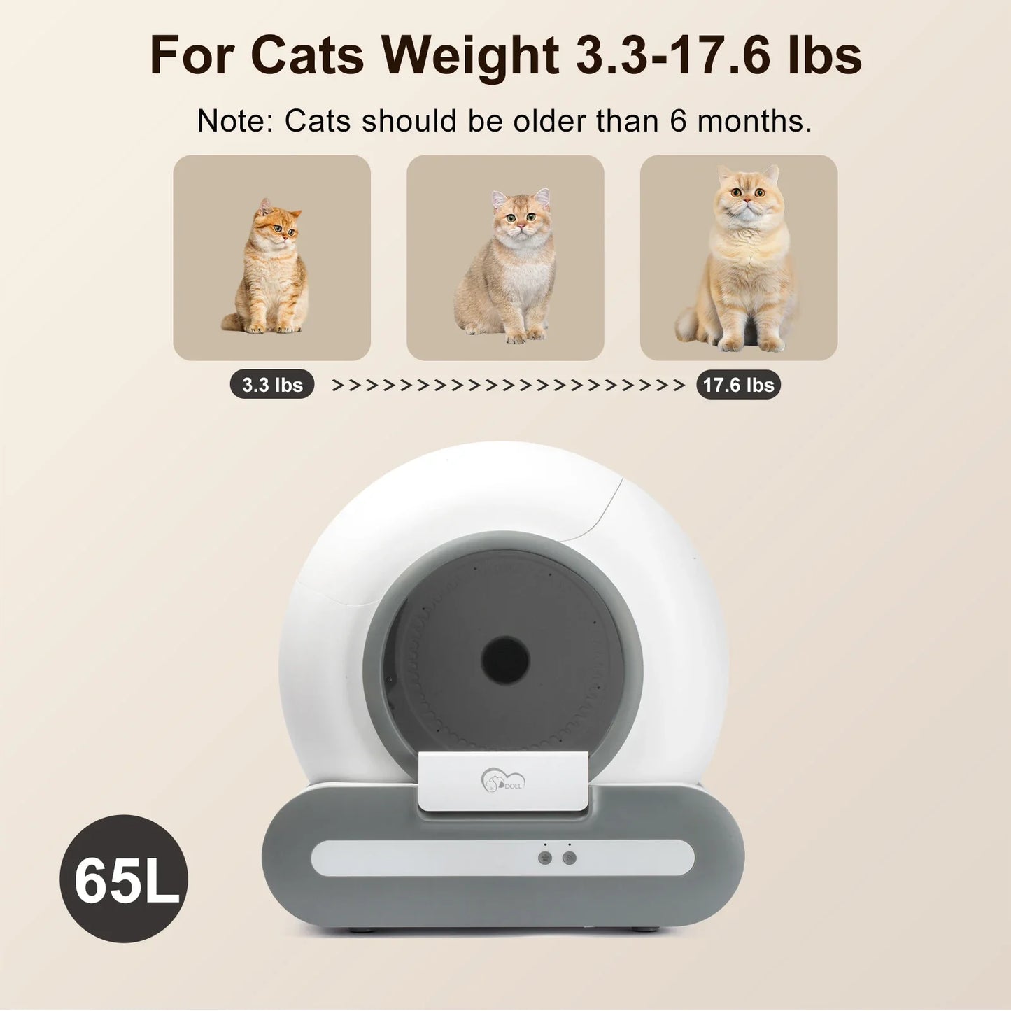 DOEL 65L Smart Self-Cleaning Litter Box