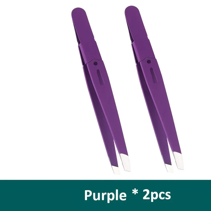 slanted stainless steel eyebrow tweezers