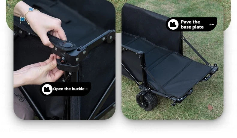 BLACKDOG Mountain Shadow Plus Camping Cart Portable Folding Cart With Brake Wheels Detachable Large Capacity Utility Wagon Outdoor Collapsible Trolley