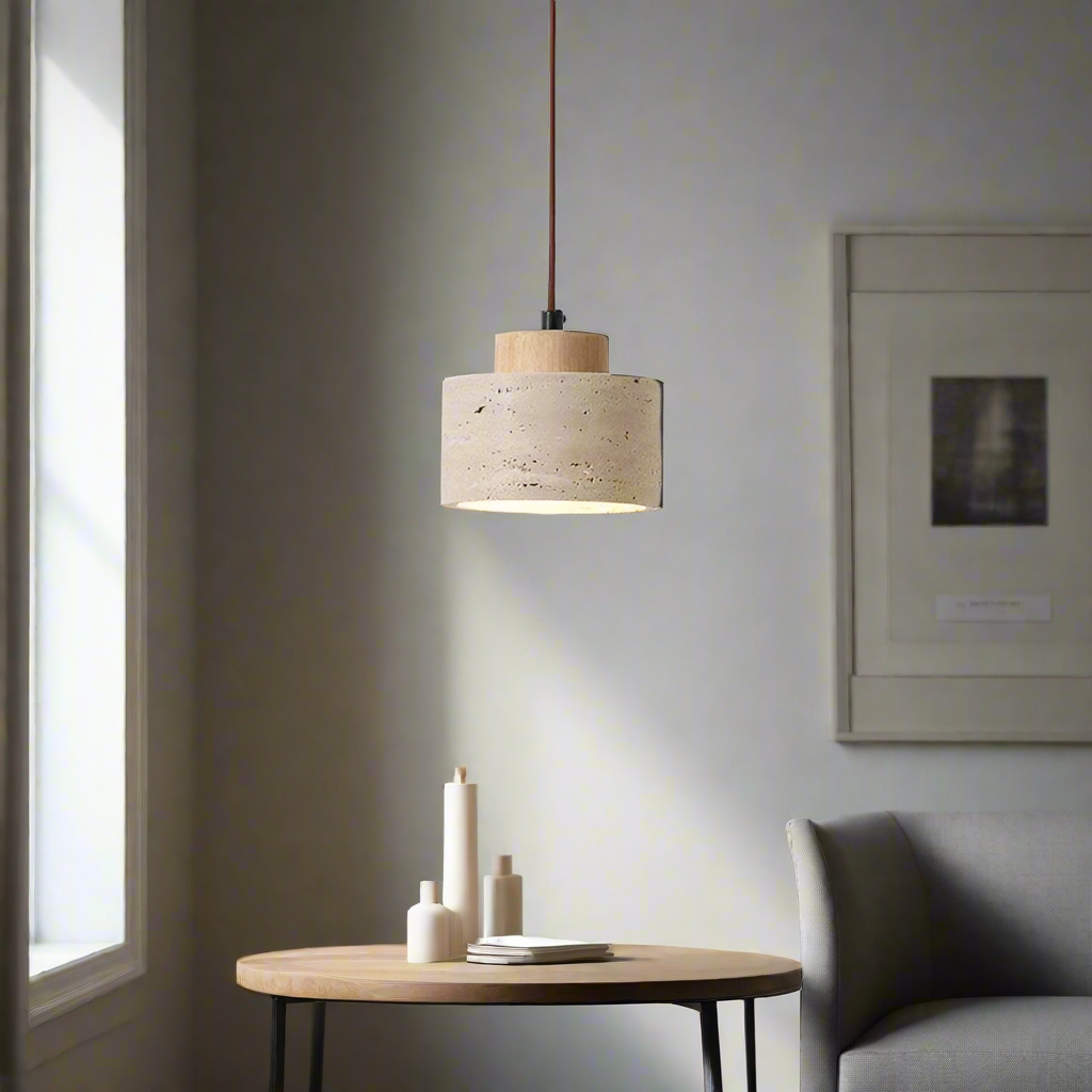 Nordic Travertine Pendant Light With Natural Stone Shade