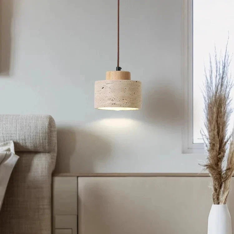 Nordic Travertine Pendant Light With Natural Stone Shade